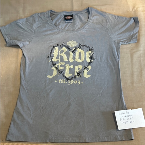 Harley-Davidson Tops - EUC Harley-Davidson Blue 'Ride Free' Tee